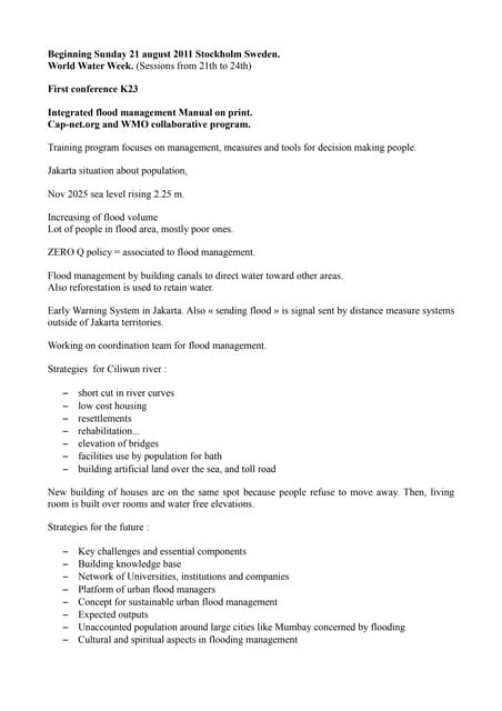 World Water Week 2011 Conferences report