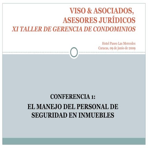 Conferencia 1 Del Xi Taller De Gerencia De Condominios
