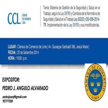 CAMBIOS DE LA NORMATIVA DE SEGURIDAD Y SALUD EN EL TRABAJO LEY 29783 LEY 3022...
