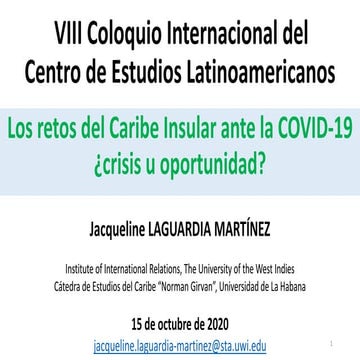 Los retos del Caribe Insular ante la COVID-19 ¿crisis u oportunidad?