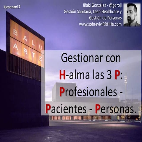 Gestionar con H-alma las 3P: Profesionales, Pacientes, Personas.