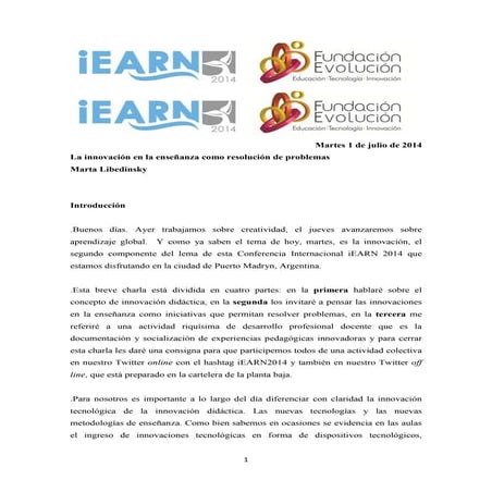 Conferencia innovación marta libedinsky esp  1 de julio 2014