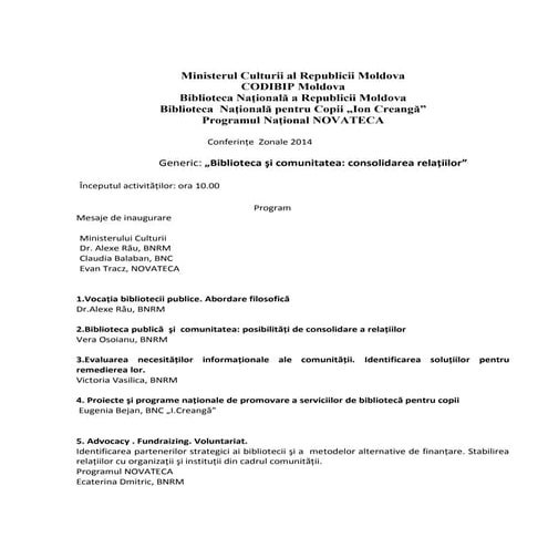                                                       Conferinţe  Zonale 2014...