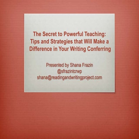 Tips for Conferring with Writers