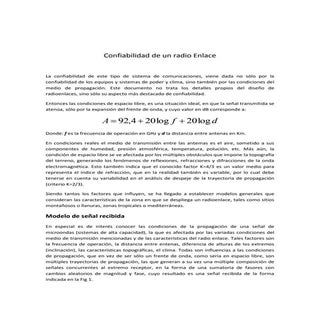 Confiabilidad de un radio enlace