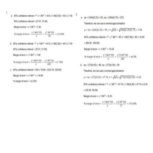 Confidence interval and margin of error answers