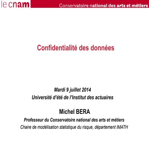 Confidentialité des données   michel béra