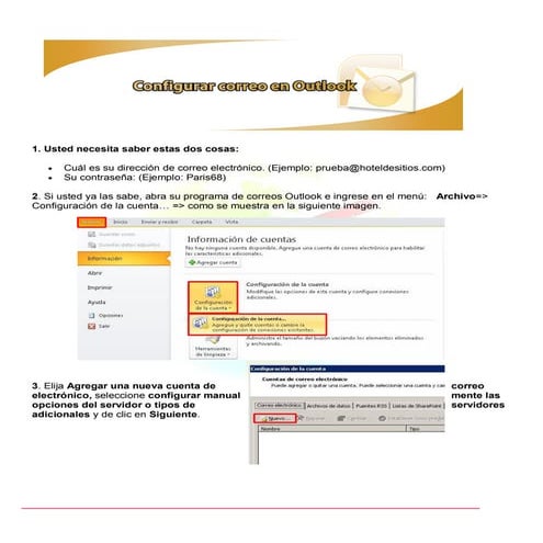 Configuración de correo en outlook