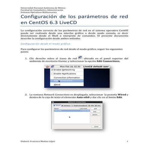 Configuración de los parámetros de red en centos 6