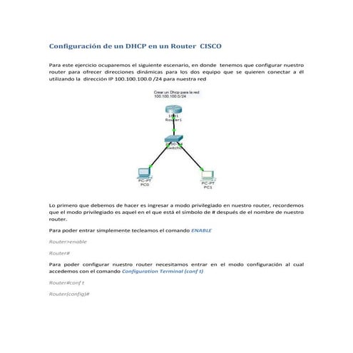 ConfiguracióN De Un Dhcp En Un Router Cisco | DOCX
