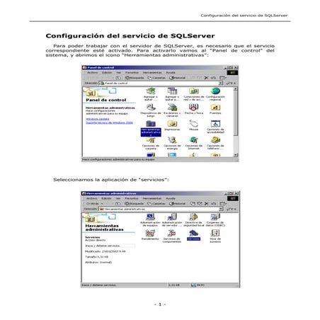 Configuracion del servicio sql server 2000 | PDF
