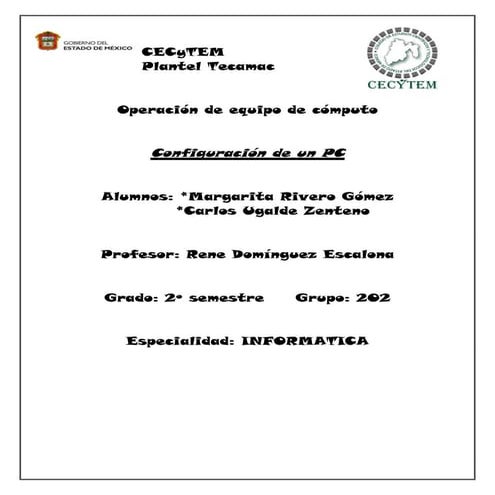 Configuracion De Una Pc Carlos Ugalde, margarita rivero 202
