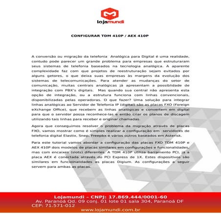 Configurar tdm410 p-e-aex410p