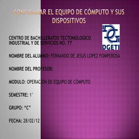Configurar el equipo de computo