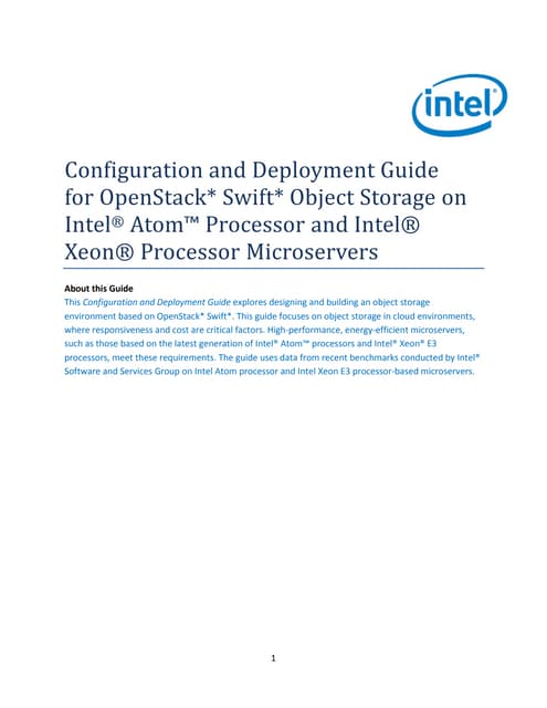 Configuration and deployment guide for SWIFT on Intel Architecture
