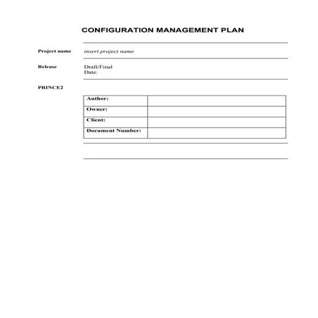Configuration management plan