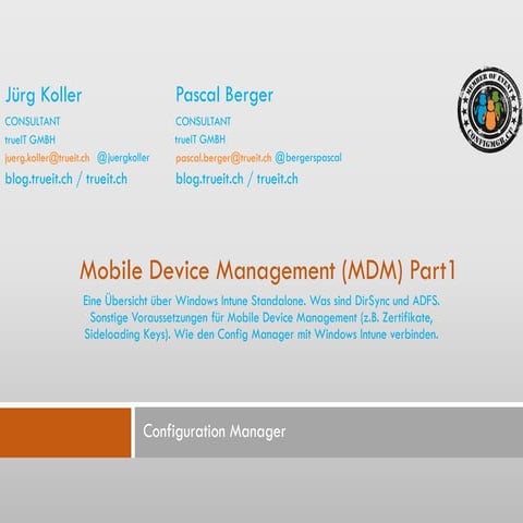 Mobile Device Management mit Windows Intune und SCMM, Part 1