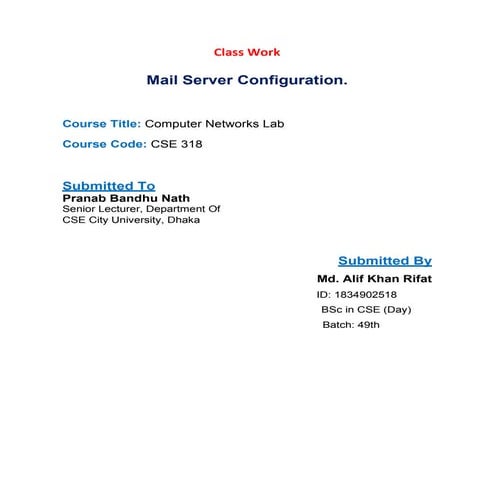 Configuration of mail server 