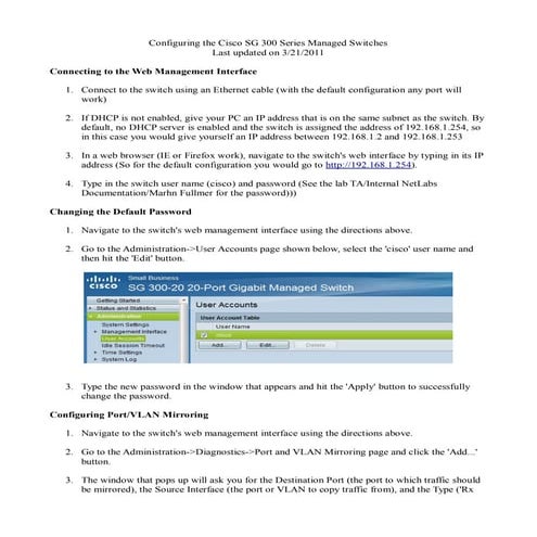 Configuration steps for the cisco 300 series switches v3