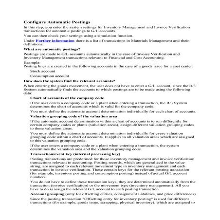 Configure automatic postings