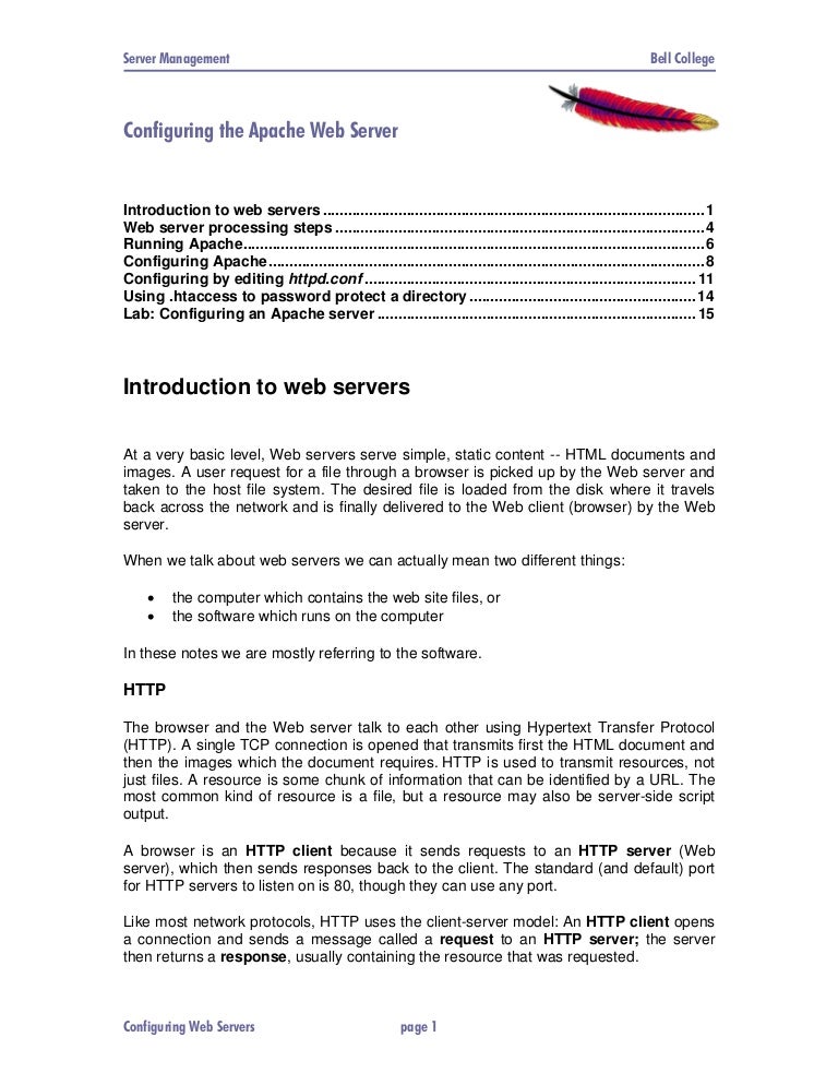 Configuring The Apache Web Server Configuring The Apache Web Server