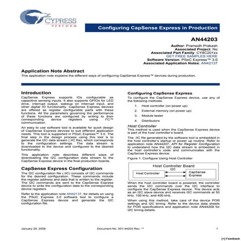 Configuring CapSense Express in Production | PDF