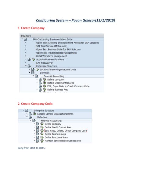 Configuring SAP Organization Structure for SAP MM,SD,FI