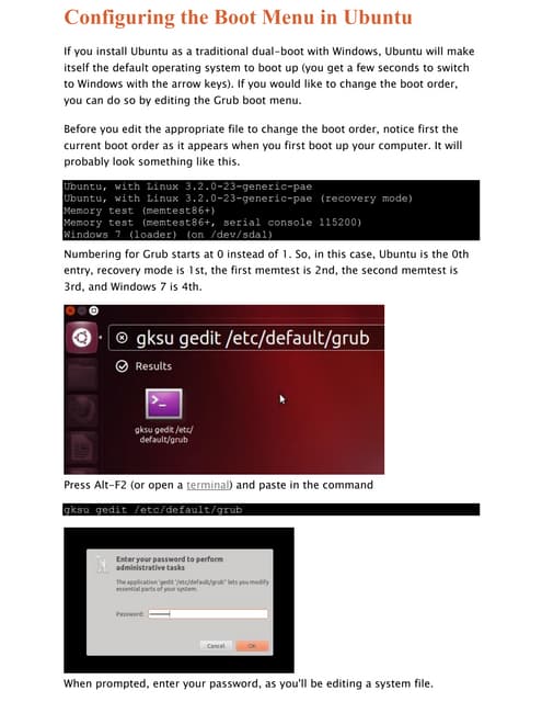 Configuring the boot menu in ubuntu | PDF