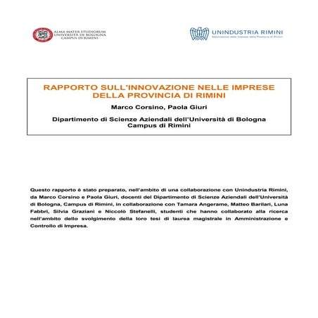 Confindustria - rapporto innovazione 2015