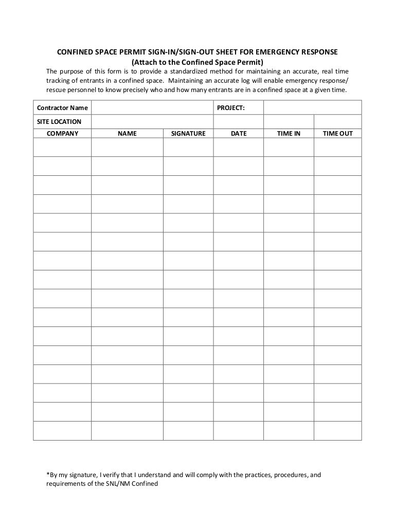 site sign in sheet