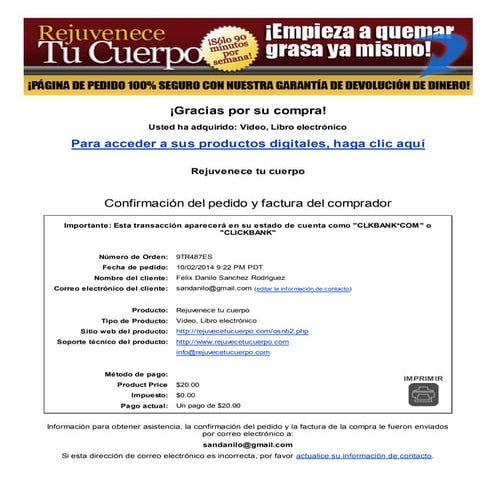 Confirmación del pedido y factura del comprador | PDF