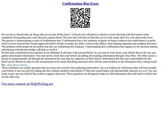 Confirmation Bias Essay