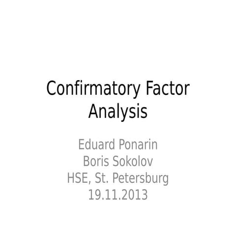 Confirmatory Factor Analysis