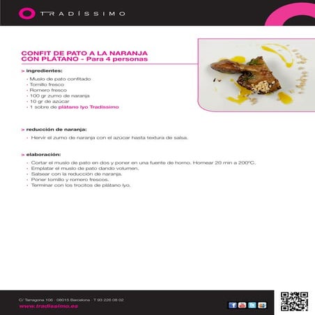 Confit de pato a la naranja con platano