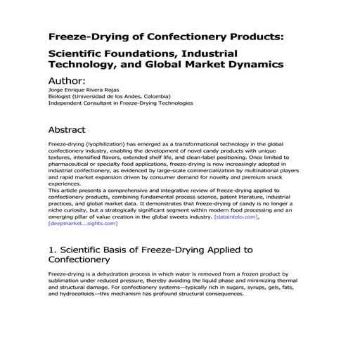 Freeze-Drying of Confectionery: Science, Industry, and Market Trends | PDF