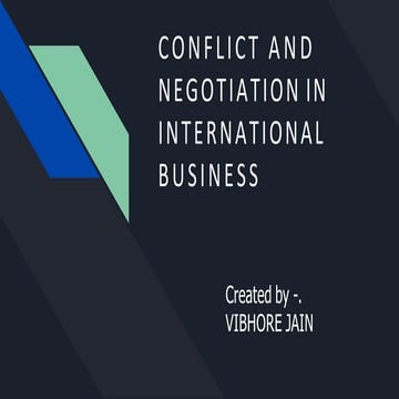 Conflict and negotiation in international business