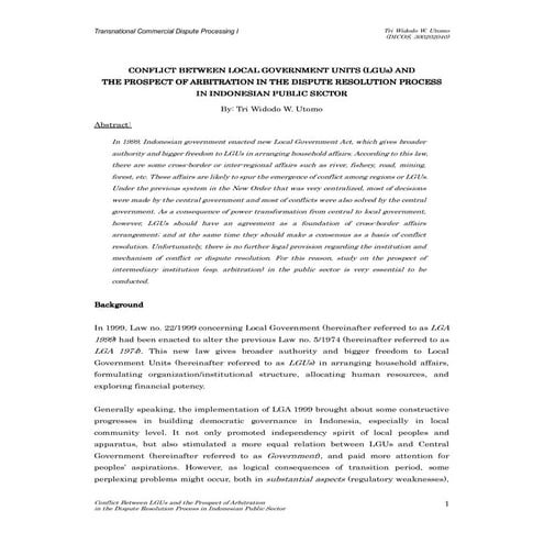 Conflict Between LGUs and the Prospect of Arbitration 