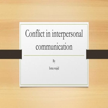 Conflict in interpersonal communication
