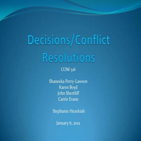 Conflict mgt & resolution