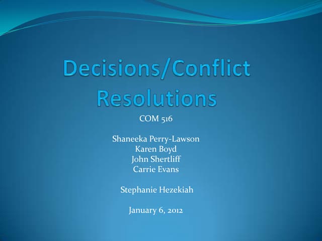 Conflict mgt & resolution