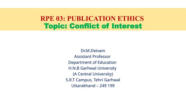 Research and Publication Ethics: Conflict of Interest.pptx