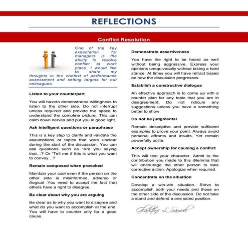 Conflict resolution : A litmus test for your character !