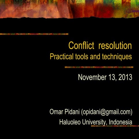 Conflict Resolution: Practical Tools and Techniques