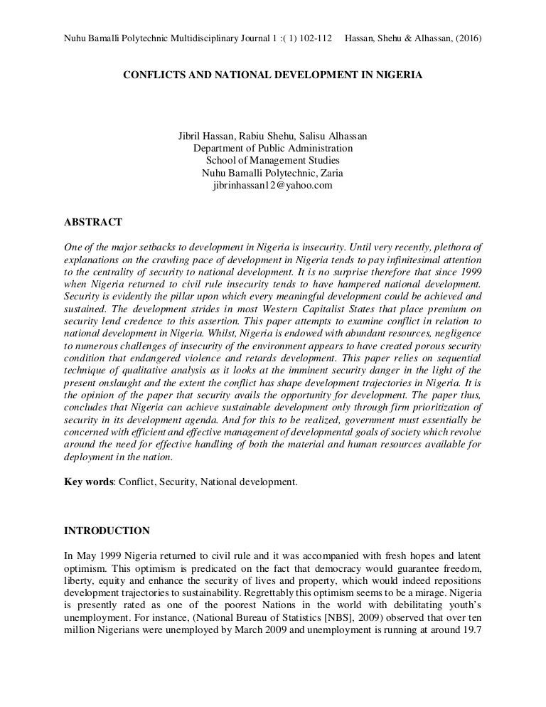 Conflicts And National Development In Nigeria