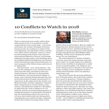 CONFLICTS WATCH LIST 2018 AND MYANMAR