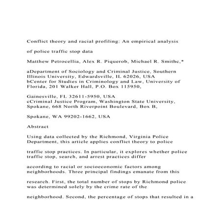 Conflict theory and racial profiling An empirical analysis.docx