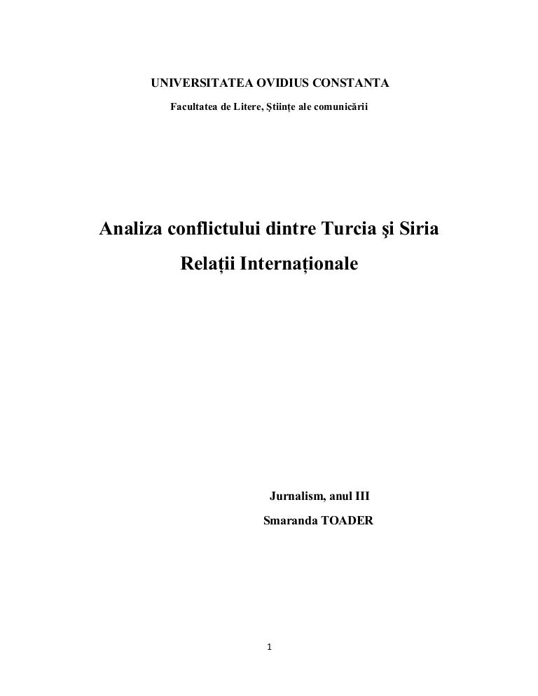 Conflictul Siria Turcia Relatii Internationale