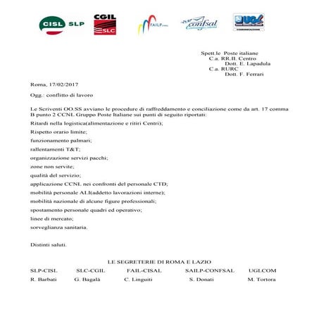 Conflitto recapito 17