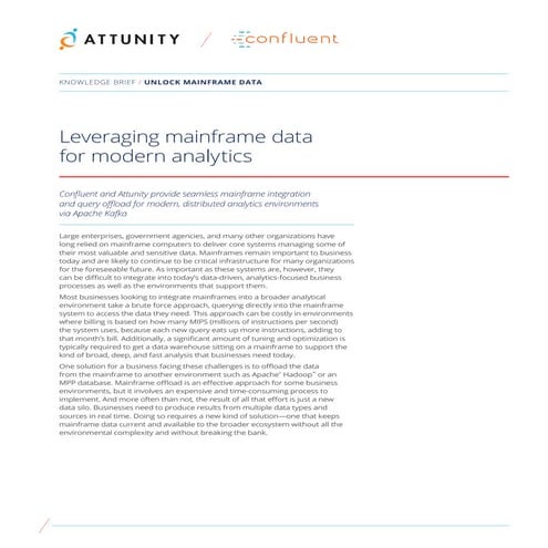 Confluent & Attunity: Mainframe Data Modern Analytics