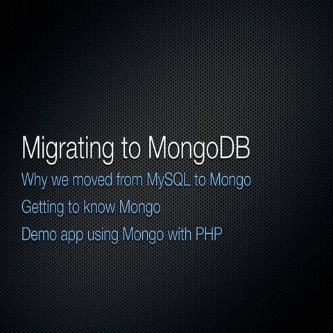ConFoo - Migrating To Mongo Db